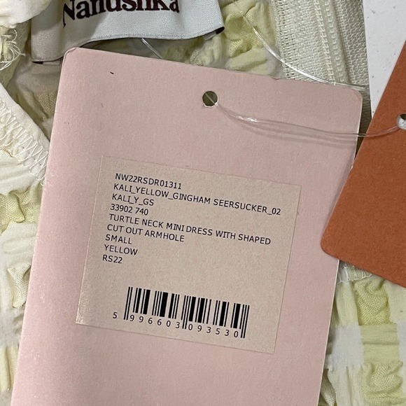 Nanushka Revolve Kali Mini‎ Dress Seersucker Bodycon Yellow Size Small - Picture 11 of 15